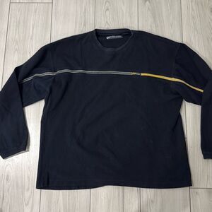 POINT ZERO Heavyweight Cotton Thermal Sweater Men's Size Large Navy Long Sleeve